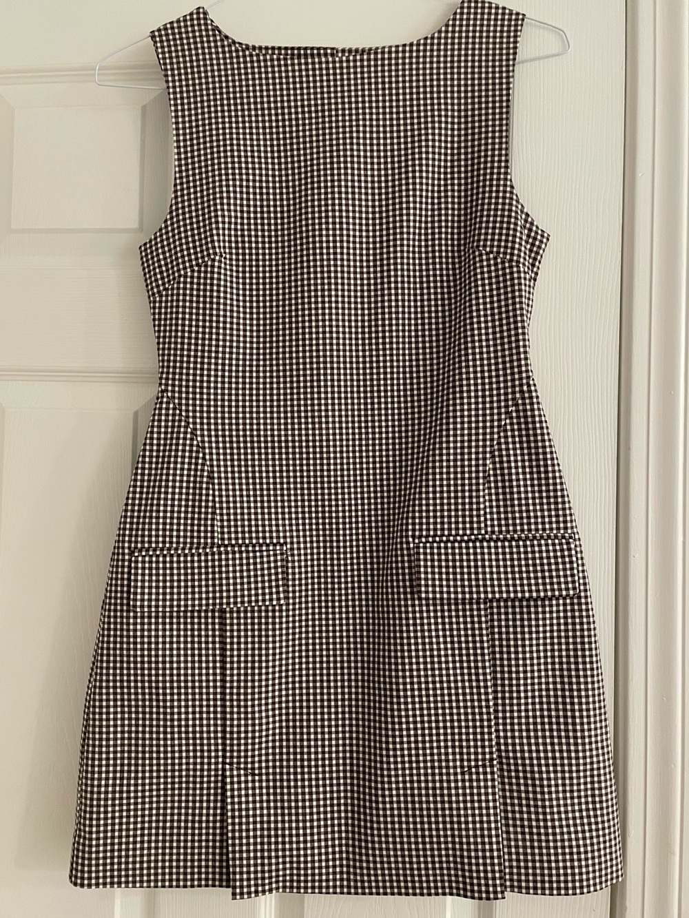 Revolve Caroline Constas Brown and White Gingham Mini Dress - Picture 2 of 10